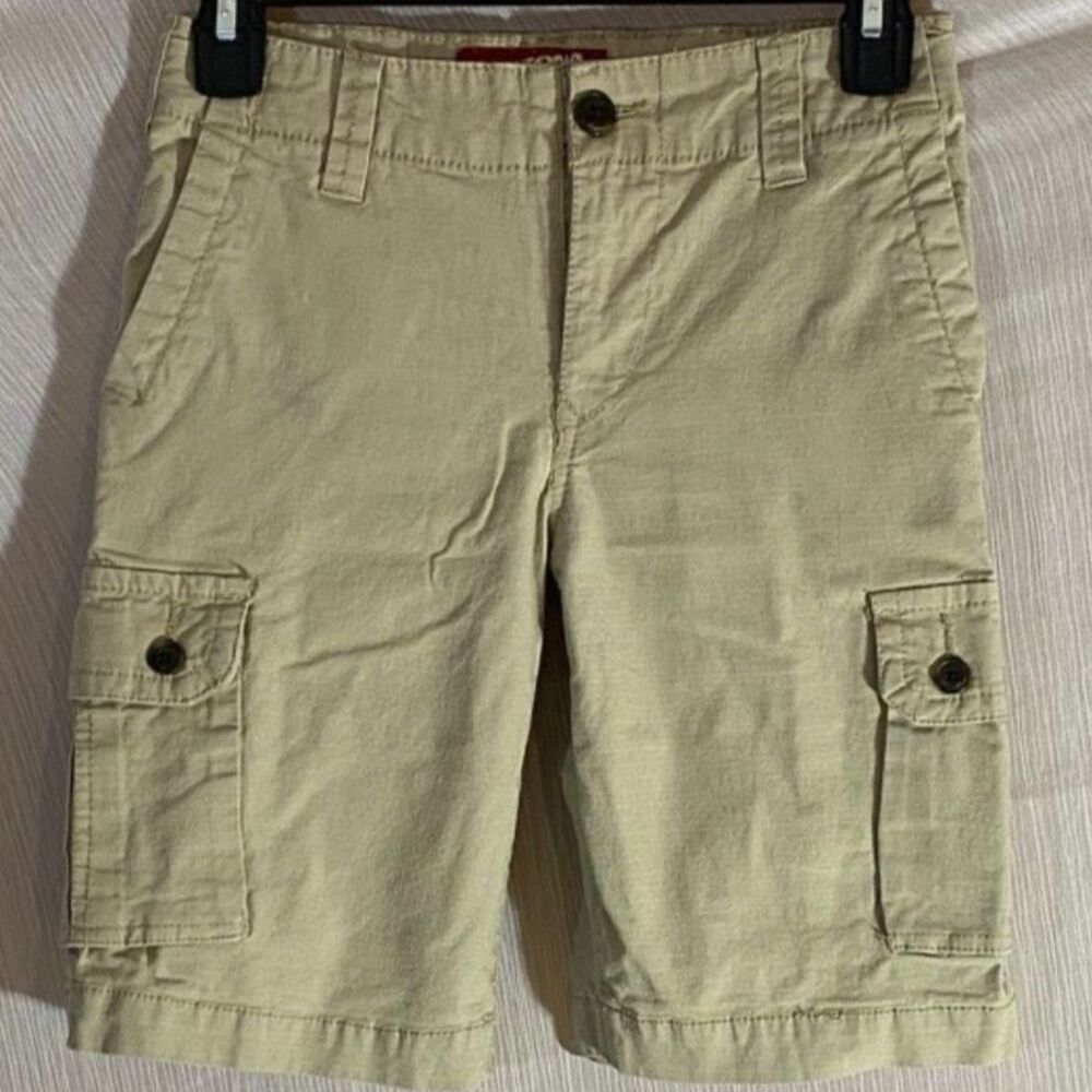 Arizona Jean Co Boys Cargo Shorts Size 8 Husky Khaki Ripstop Stain/Discoloration